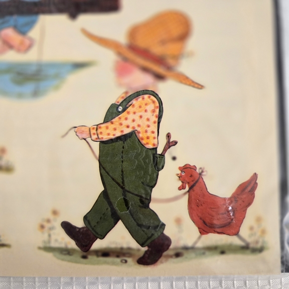 Vtg Meyercord Country Decals Appliques Boy Fishing Turtle Hen - Picture 4 of 5